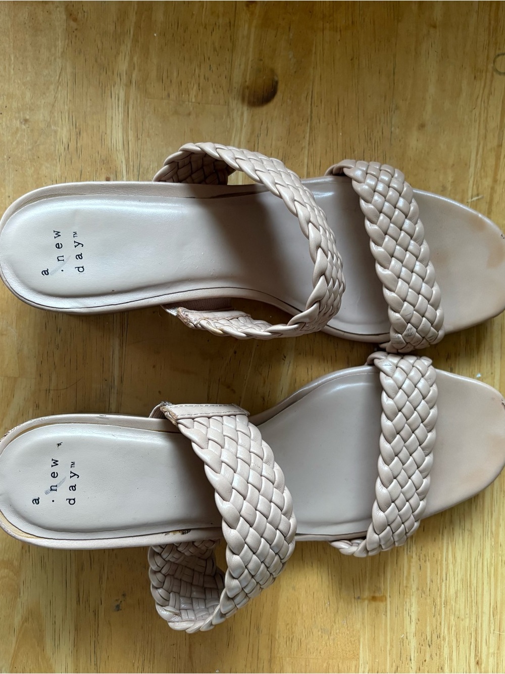 a new day Blush Braided Double-Strap Slide Sandals